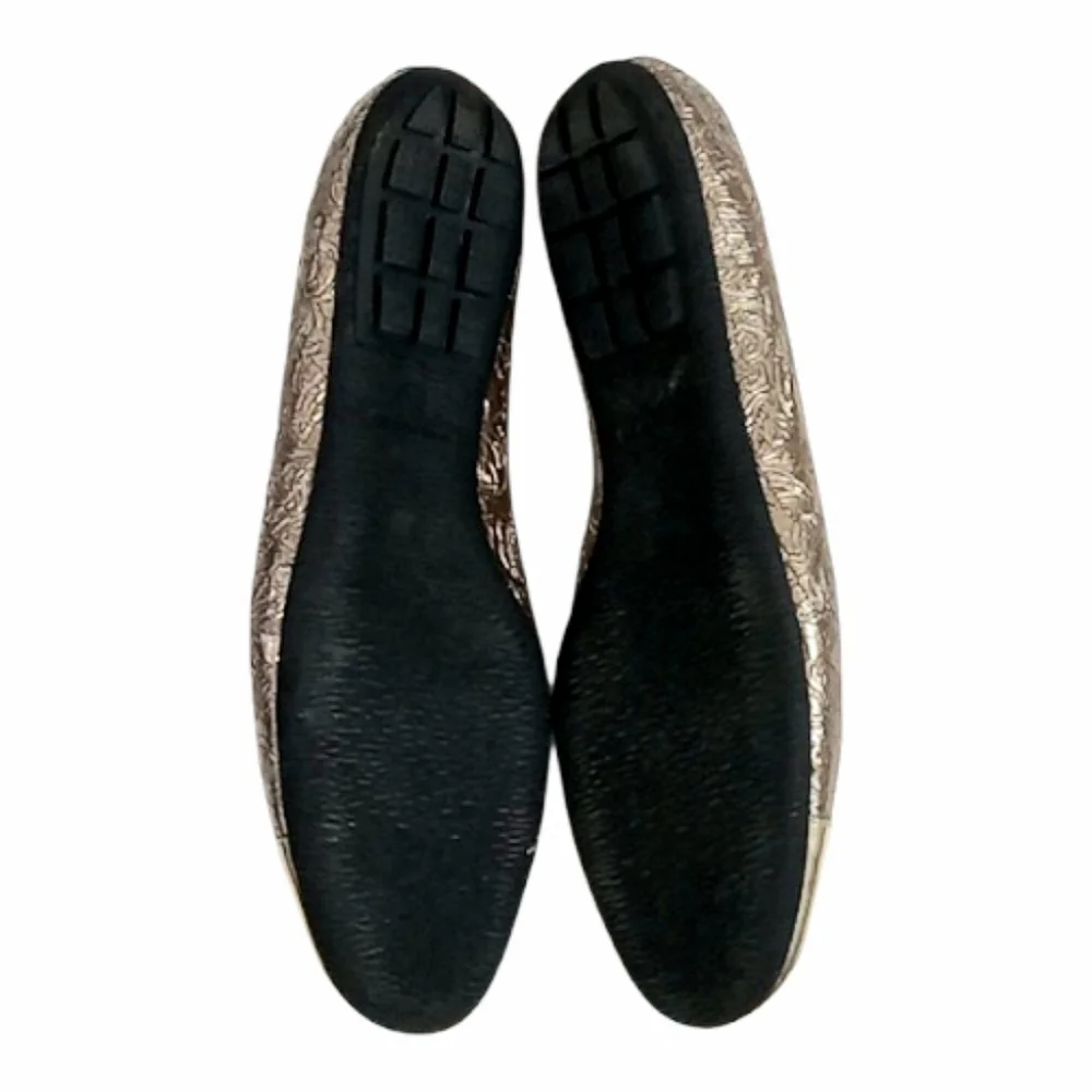 Paul Mayer Attitudes Metallic Gold Embossed Leather Ballet Flats Size 11